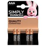 Duracell (1 Confezione) Duracell Simply Batterie 4pz MiniStilo LR03 MN2400 AAA